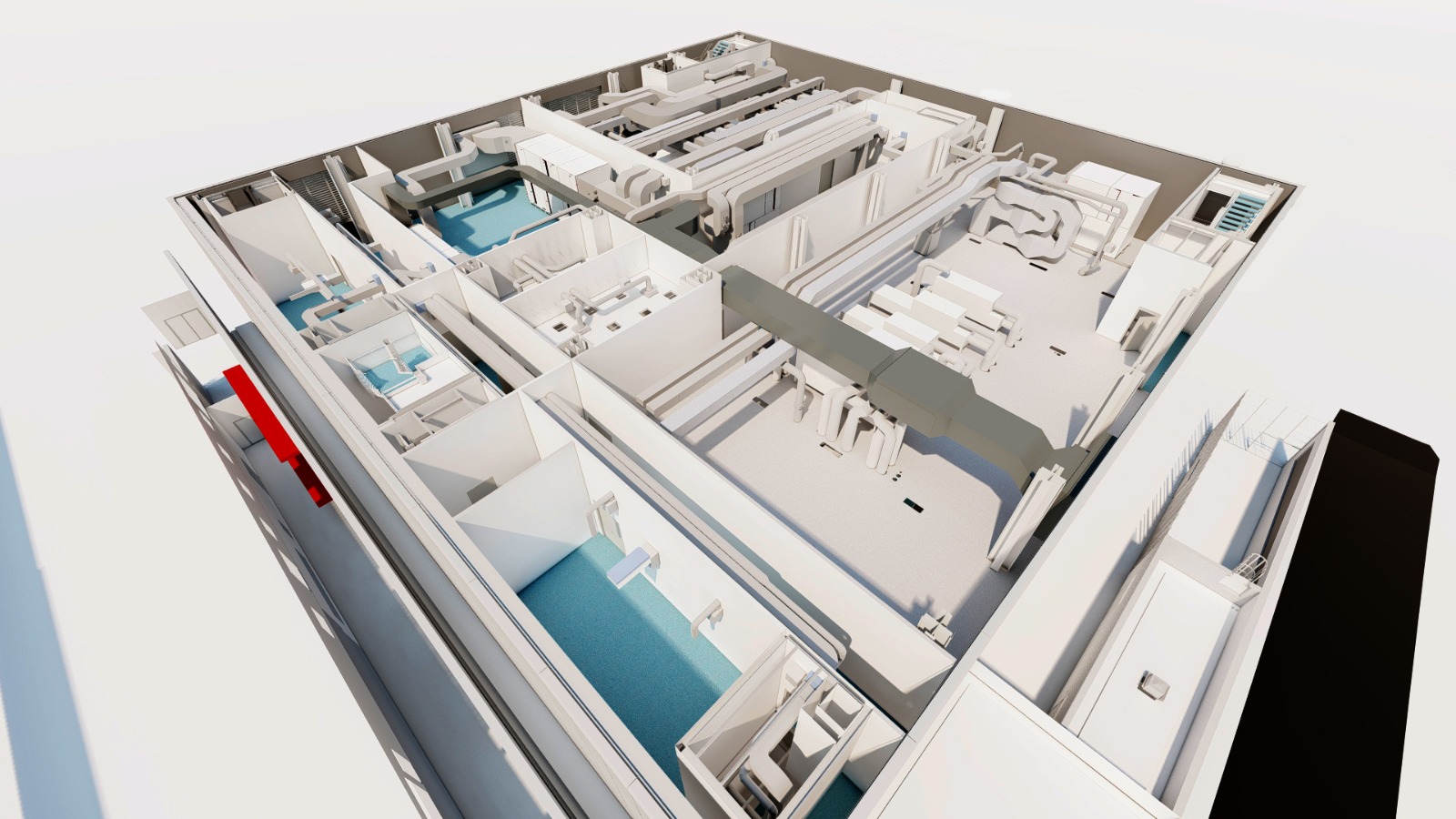 HVAC installation — ductwork and piping networks