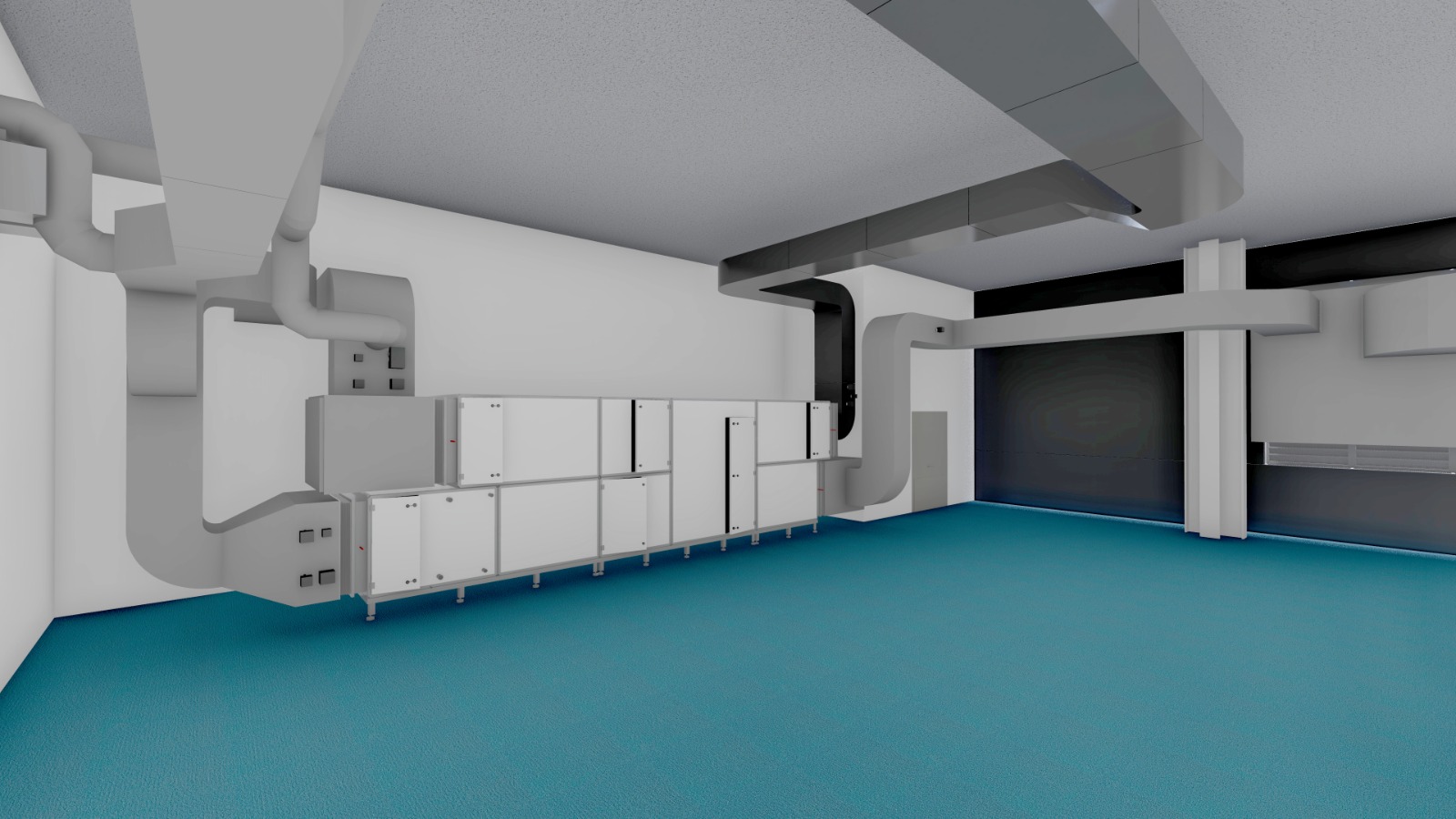 HVAC installation — ductwork and piping networks
