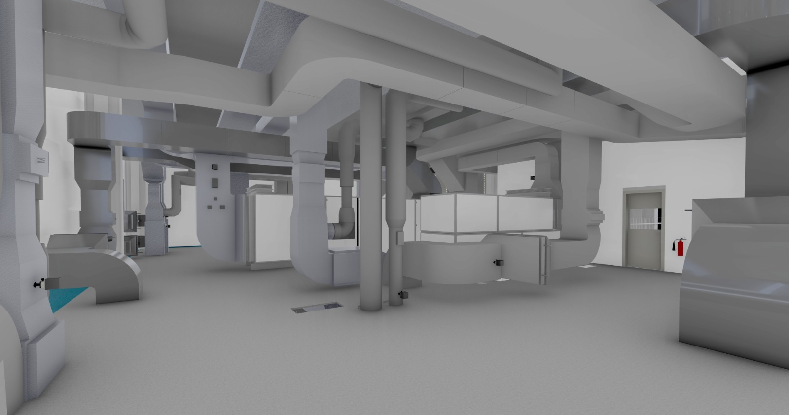 HVAC installation — ductwork and piping networks