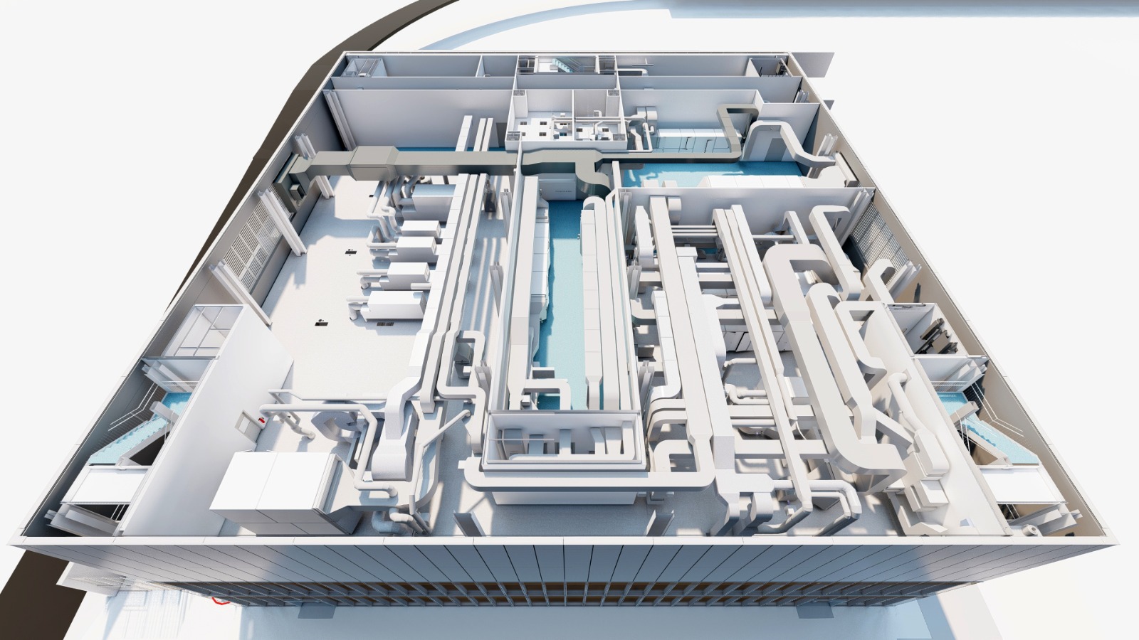 HVAC installation — ductwork and piping networks
